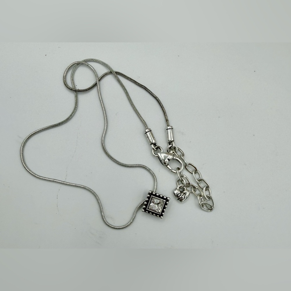 Retired Brighton Twinkle Necklace‎ Diamond Crystal Square w/ Silver Snake Chain - Picture 5 of 6